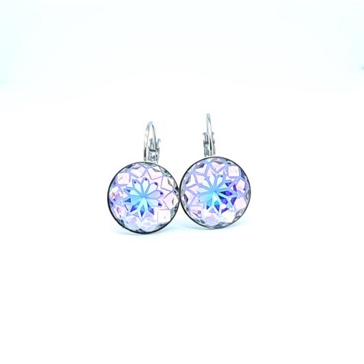 Lótusz 14mm kapcsos fülbevaló Vitrail Light (Színjátszós)